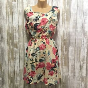 Liva Girl Floral Semi Sheer Dress Elastic Waist